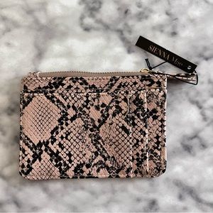 Sienna Mae Pink Faux Snakeskin Card Wallet with Keyring
